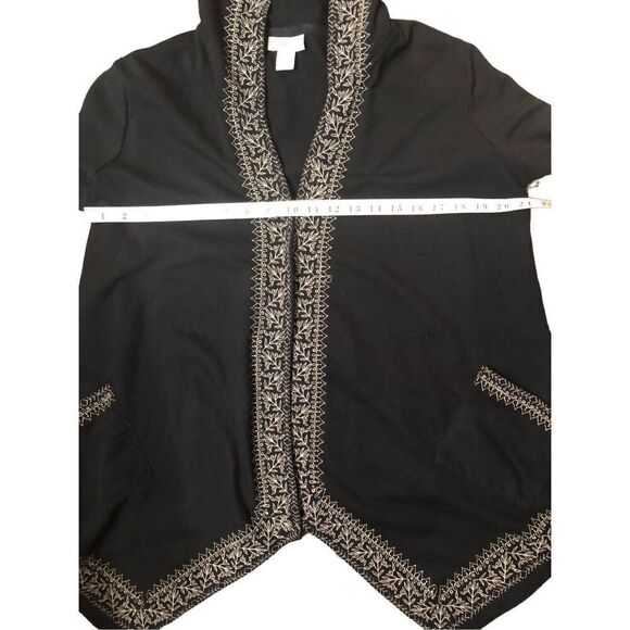 Style & Co. Black Open Front Embroidered Hooded Open Front French Terry Jacket s - Picture 10 of 12